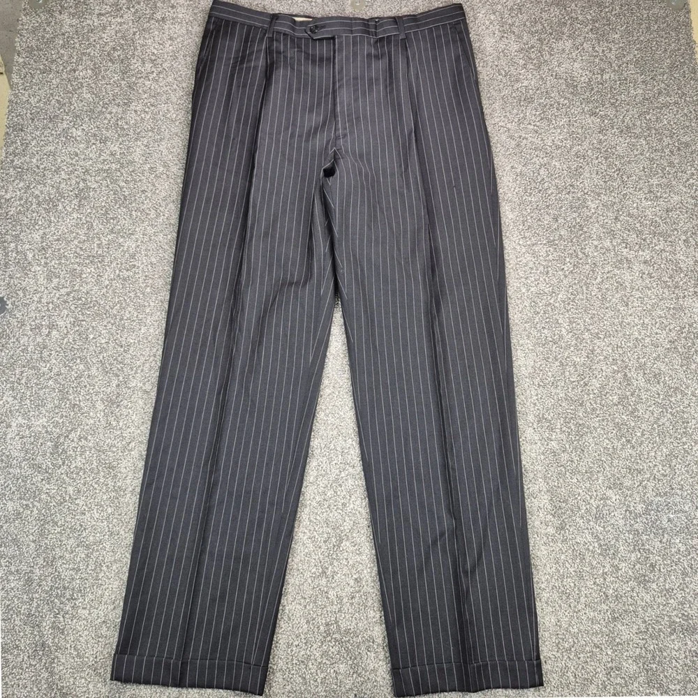 Daniel Cremieux Loro Piana Suit Mens 42L Black Pinstripe Blazer Pants 36x32